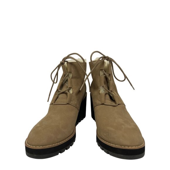 Eileen Fisher Alphine Women's Boot Bootie Shearling Wedge Sand Tan Size 9.5 - Picture 3 of 12